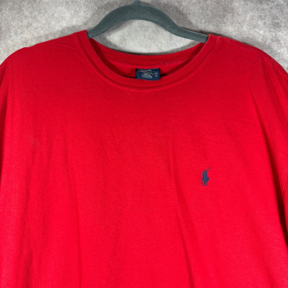 Vintage Polo Ralph Lauren T Shirt Mens Large Red Classic Pony Short Sleeve y2k‎